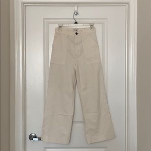 Wrangler Wide Leg Utility Crop Jean in Bone/Cream